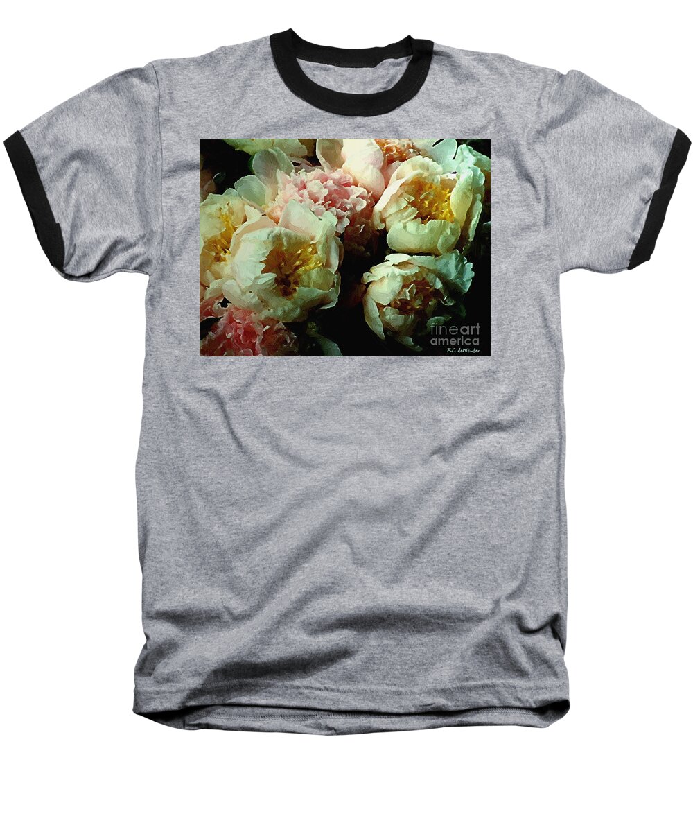 Peonies Baseball T-Shirt featuring the painting Tribute to the Old Masters by RC DeWinter