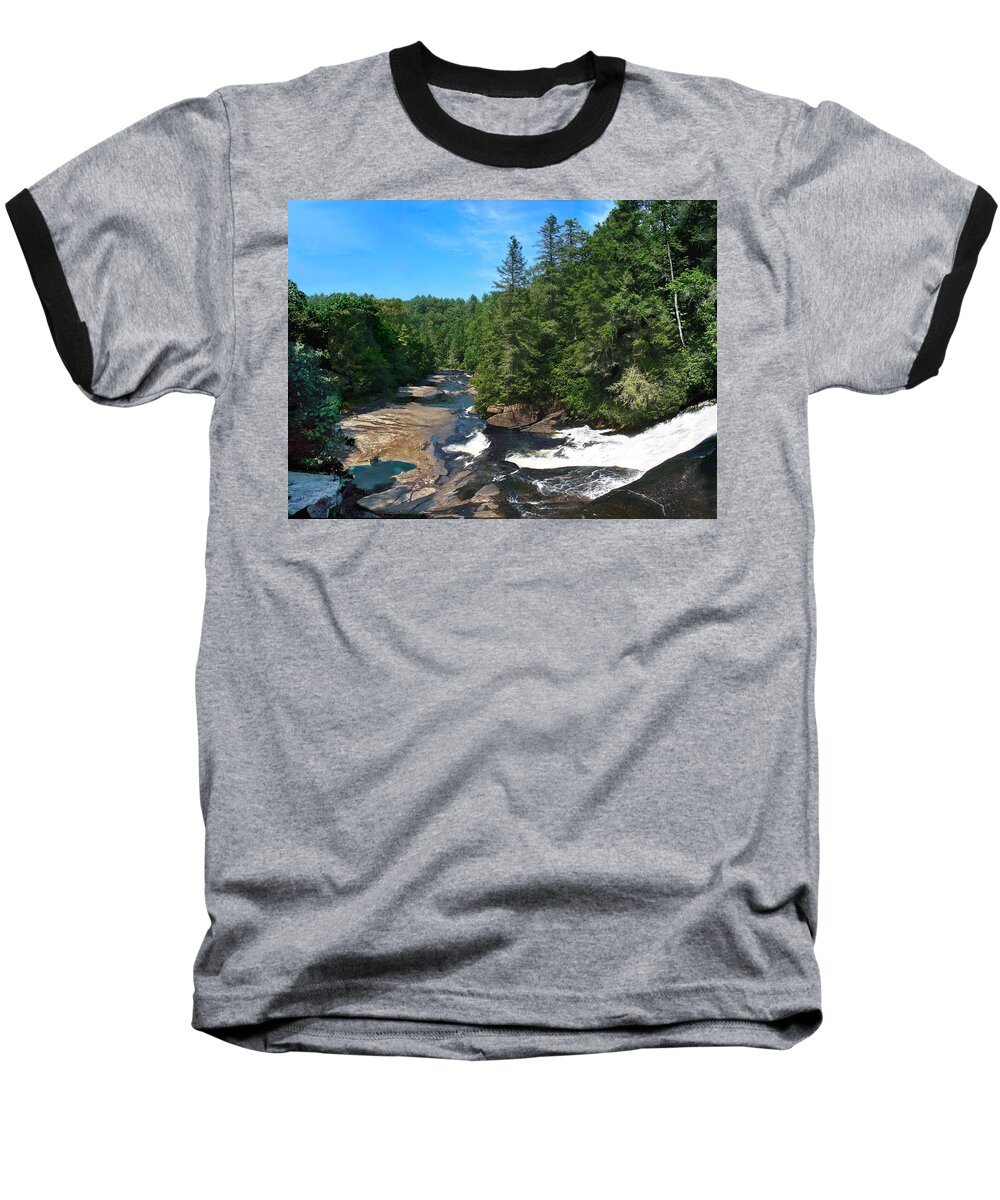 Triple Falls North Carolina Baseball T-Shirt featuring the photograph Triple Falls North Carolina by Steve Karol