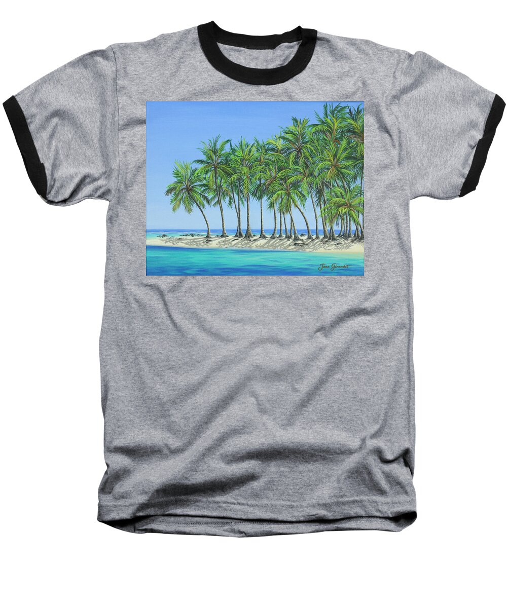 Ocean Baseball T-Shirt featuring the painting Tropical Lagoon by Jane Girardot