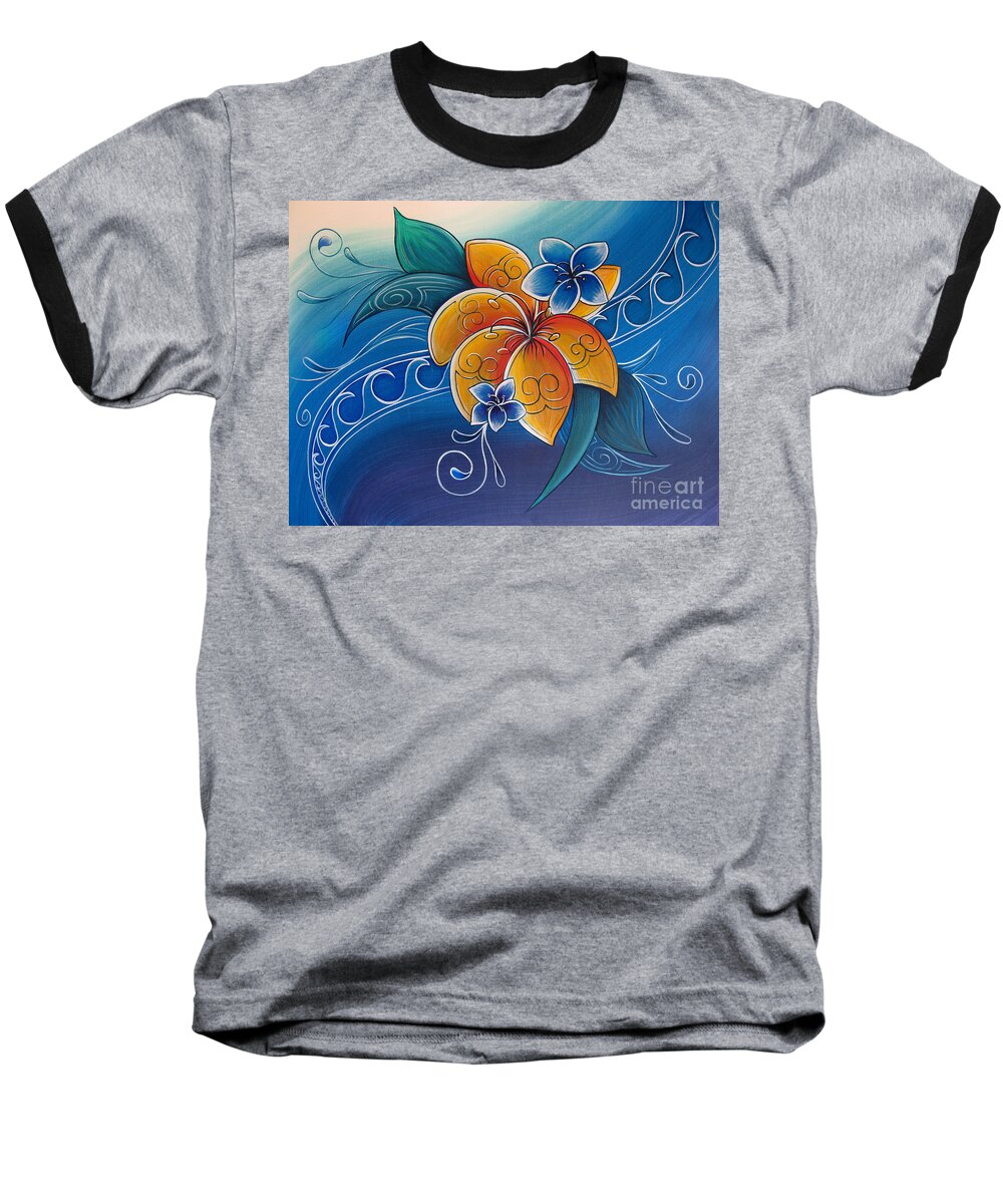 Tropical Baseball T-Shirt featuring the painting Tropical Rua by Reina Cottier