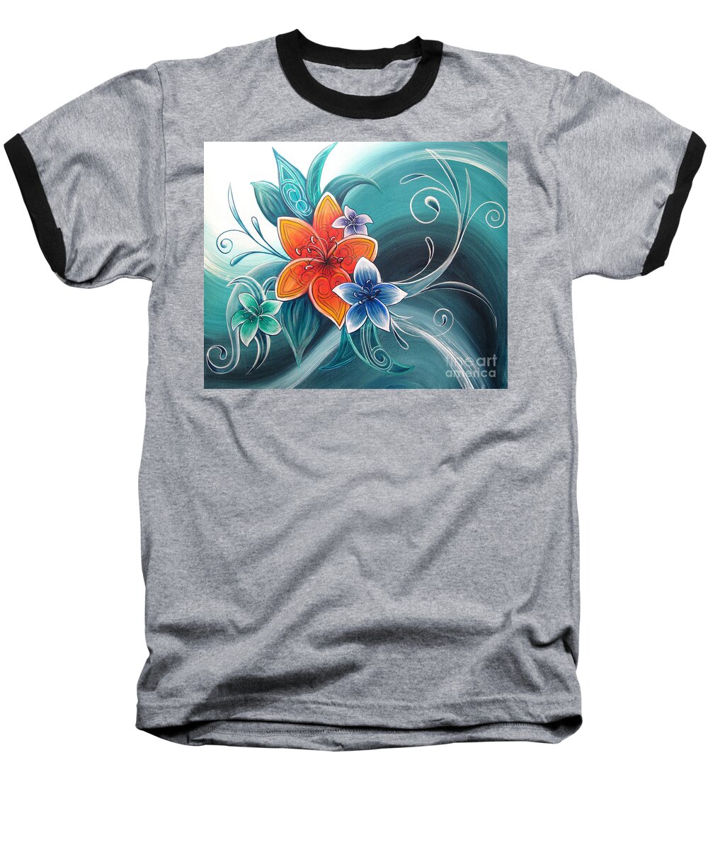 Tropical Baseball T-Shirt featuring the painting Tropical Tahi by Reina Cottier