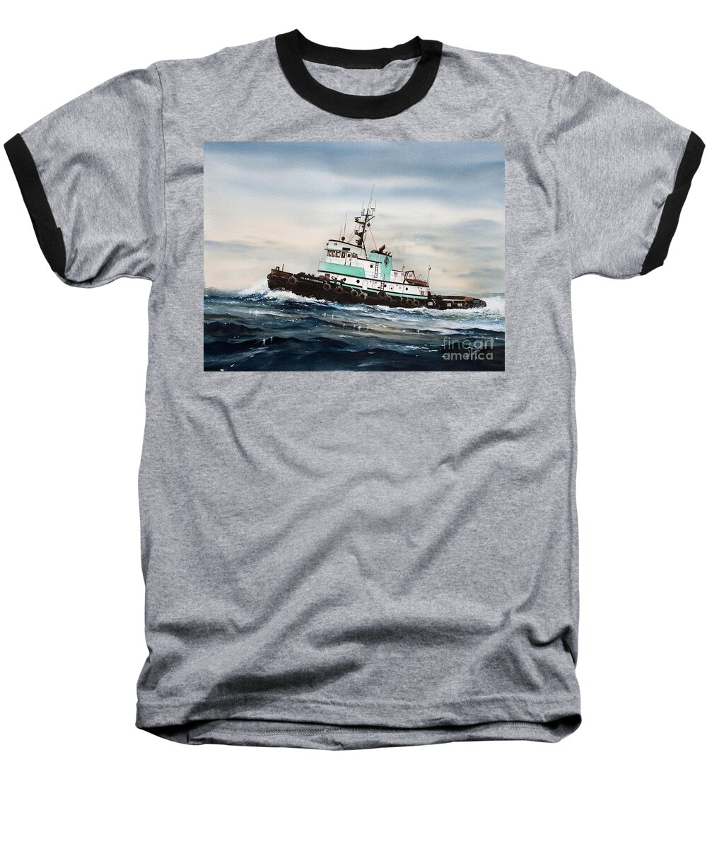 Tugs Baseball T-Shirt featuring the painting Tugboat ISLAND CHAMPION by James Williamson