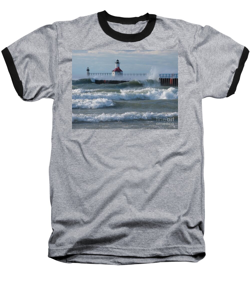 Wind Baseball T-Shirt featuring the photograph Tumultuous Lake by Ann Horn