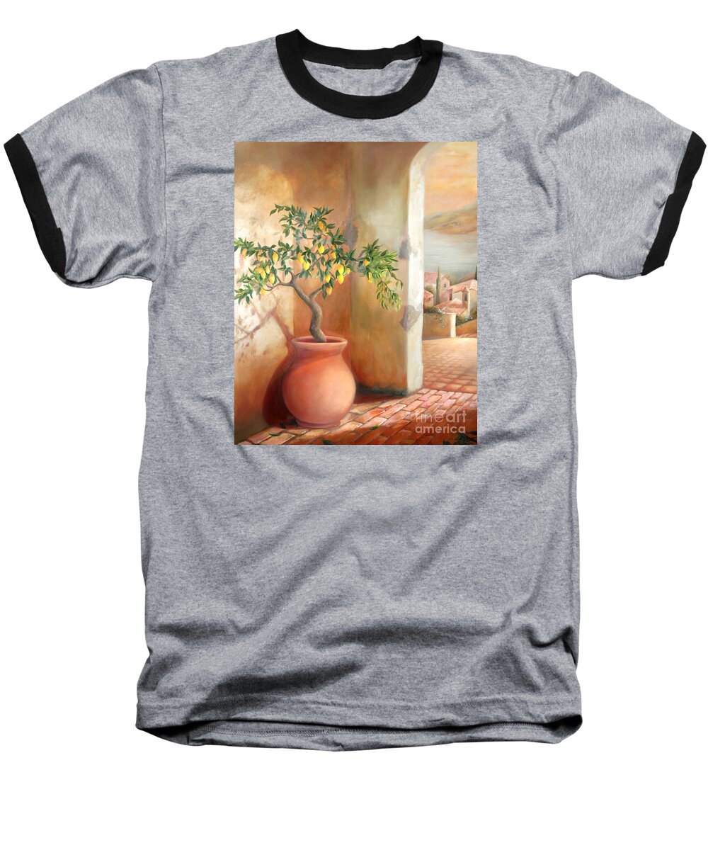 Landscape Baseball T-Shirt featuring the painting Tuscan Lemon Tree by Michael Rock