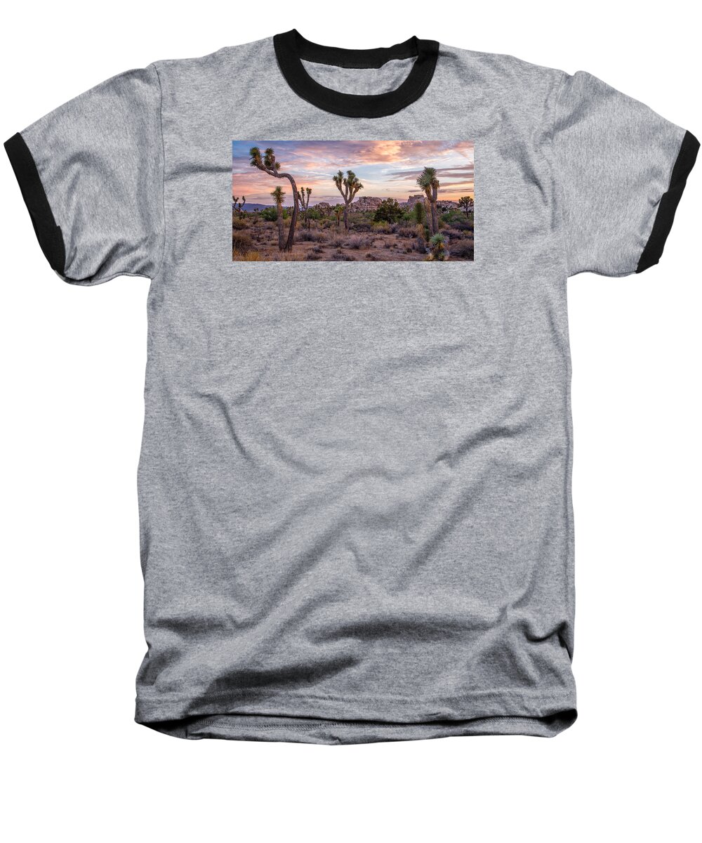 Big Sky Baseball T-Shirt featuring the photograph Twilight comes to Joshua Tree by Peter Tellone