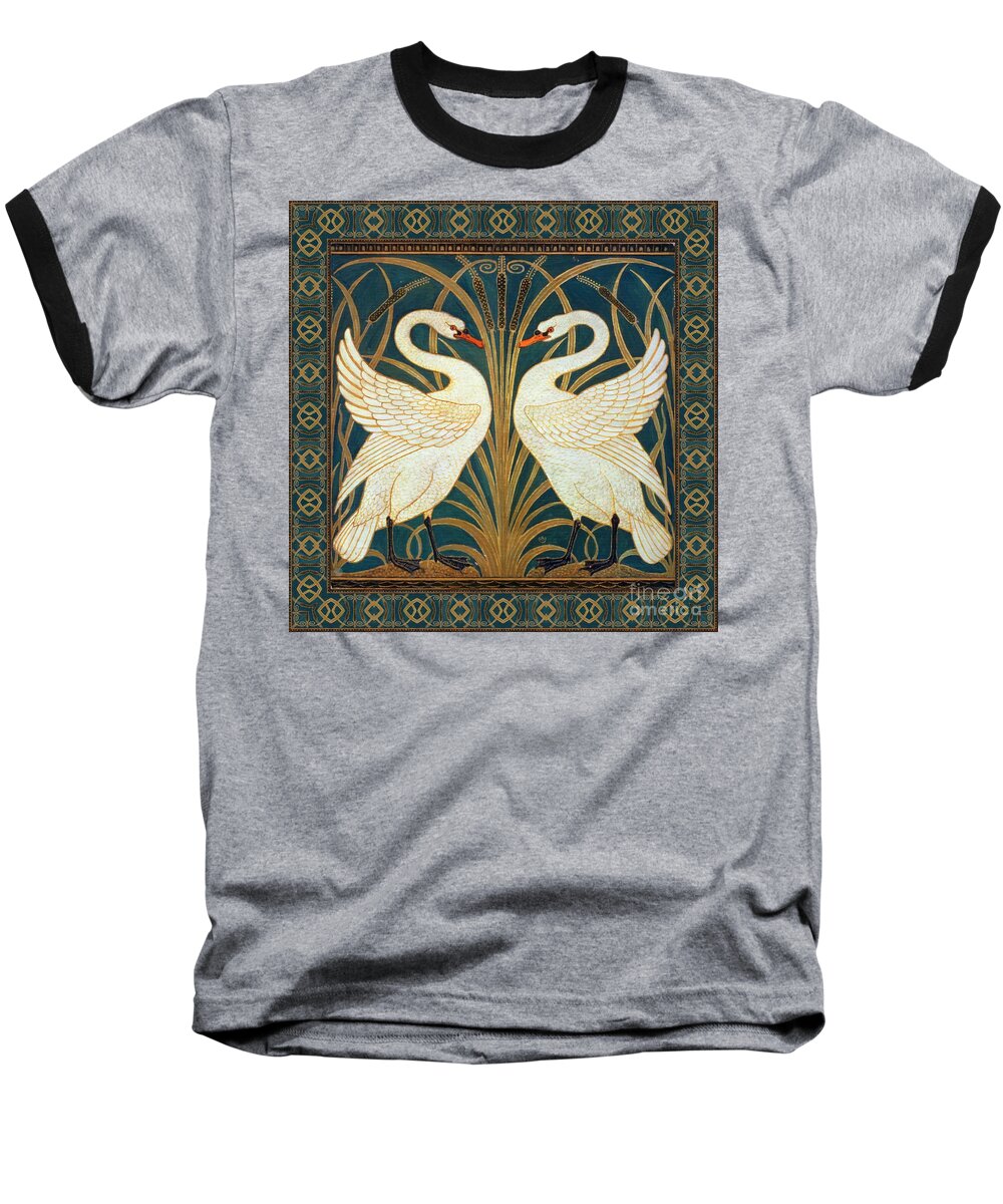 Walter Crane Baseball T-Shirt featuring the painting Two Swans by Walter Crane