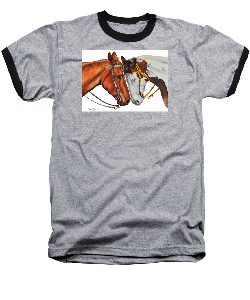 Horse Baseball T-Shirt featuring the painting Twogetherness Daniel Adams by Daniel Adams