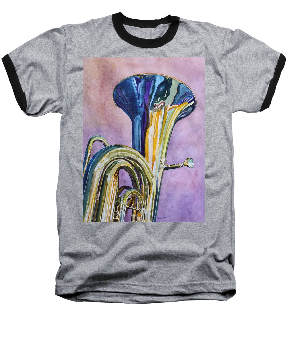 Tuba Baseball T-Shirt featuring the painting Umpa Rainbow by Jenny Armitage