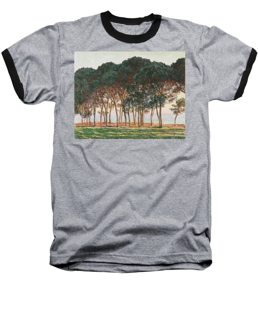 Claude Monet Baseball T-Shirt featuring the painting Under the Pines. Evening by Claude Monet