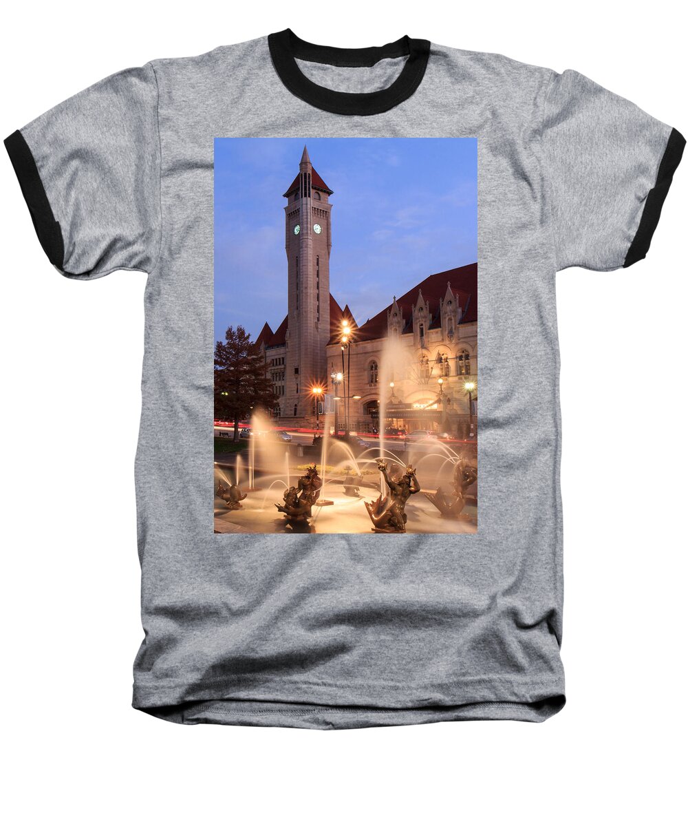 St. Louis Baseball T-Shirt featuring the photograph Union Station in Twilight by Scott Rackers