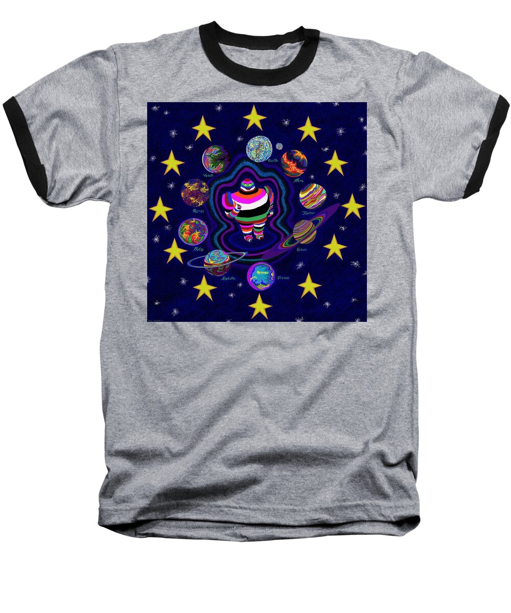 Planets Baseball T-Shirt featuring the painting United Planets of Eurotrazz by Robert SORENSEN