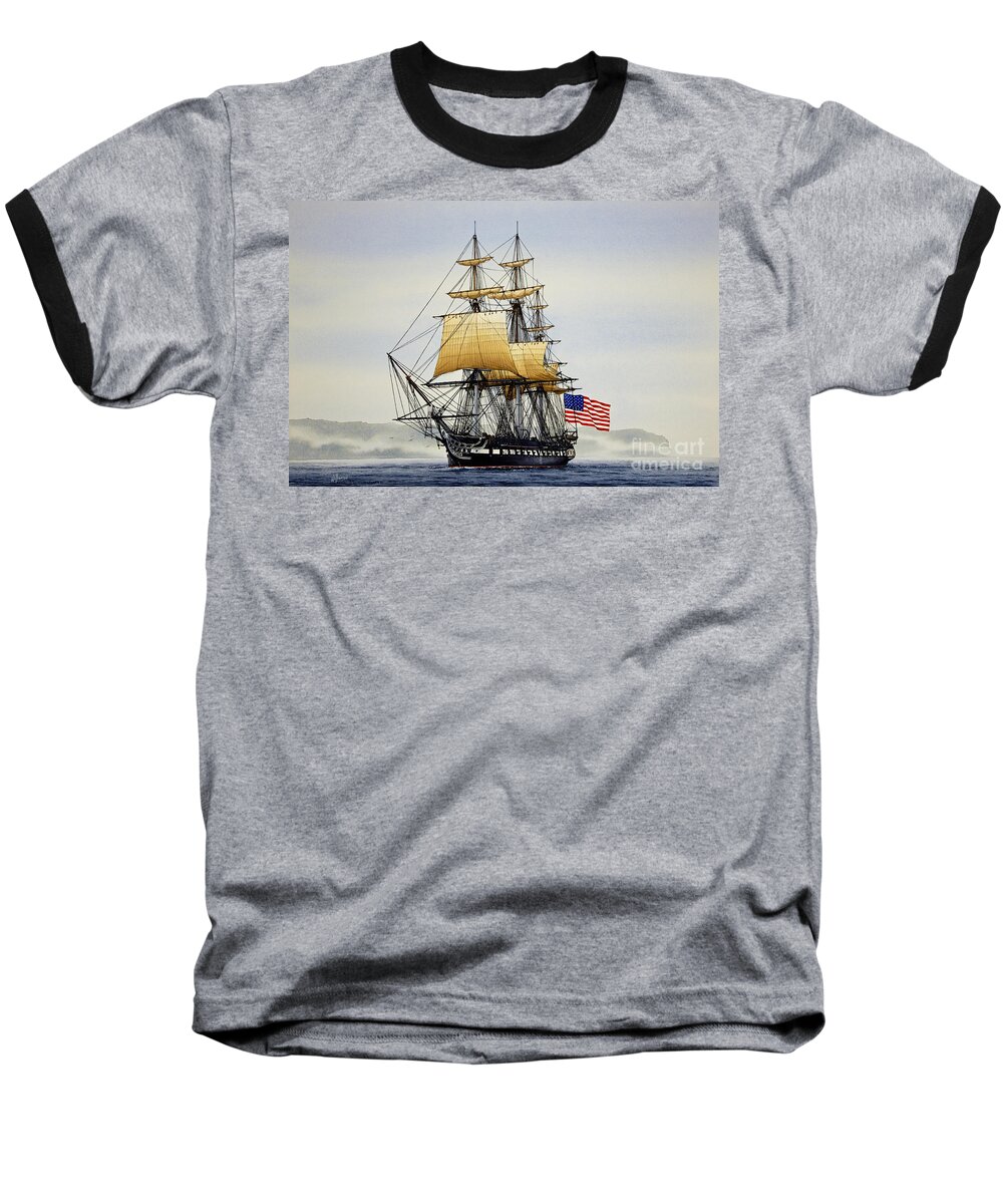 Tall Ship Baseball T-Shirt featuring the painting Uss Constitution by James Williamson