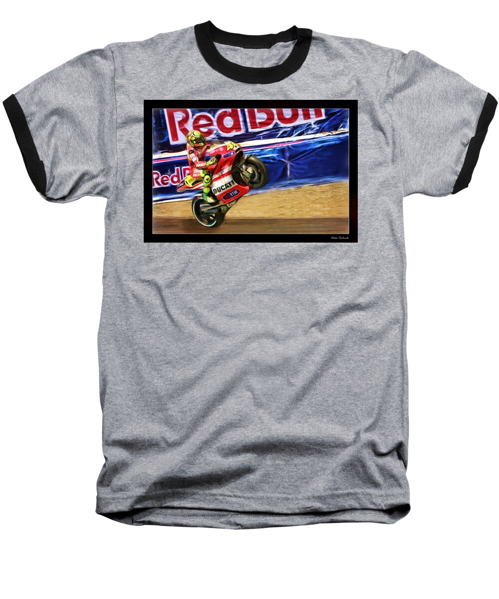 Valentino Rossi Baseball T-Shirt featuring the photograph Valentino Rossi Ducati by Blake Richards