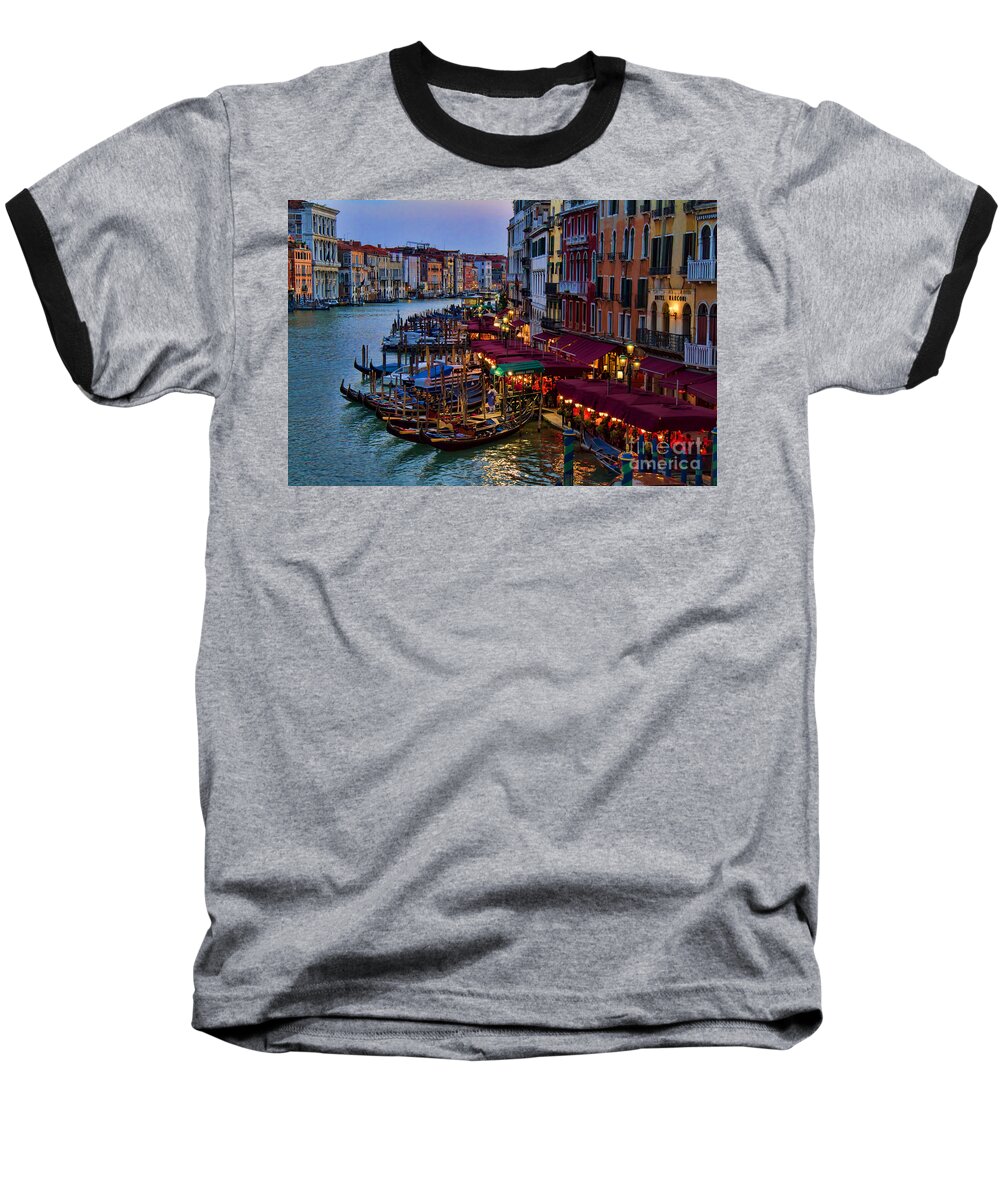 Gondola Baseball T-Shirt featuring the photograph Venetian Grand Canal at Dusk by David Smith