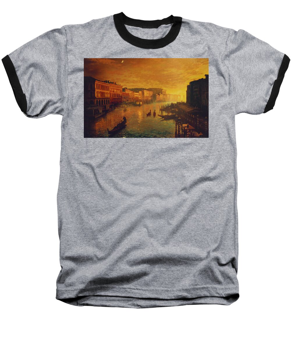 Venice Baseball T-Shirt featuring the painting Venice from the Rialto Bridge by Blue Sky