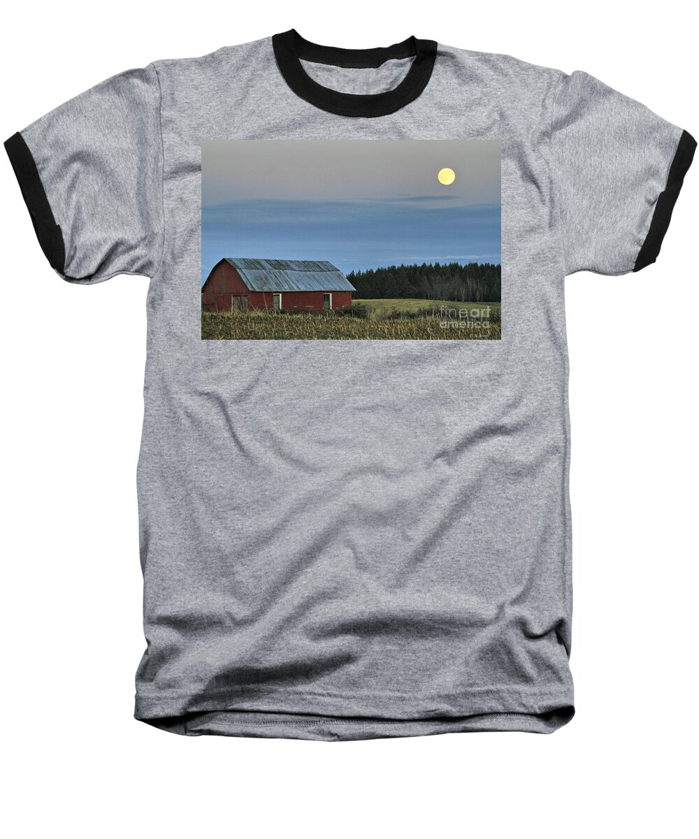 Moon Baseball T-Shirt featuring the photograph Vermont Full Moon by Deborah Benoit