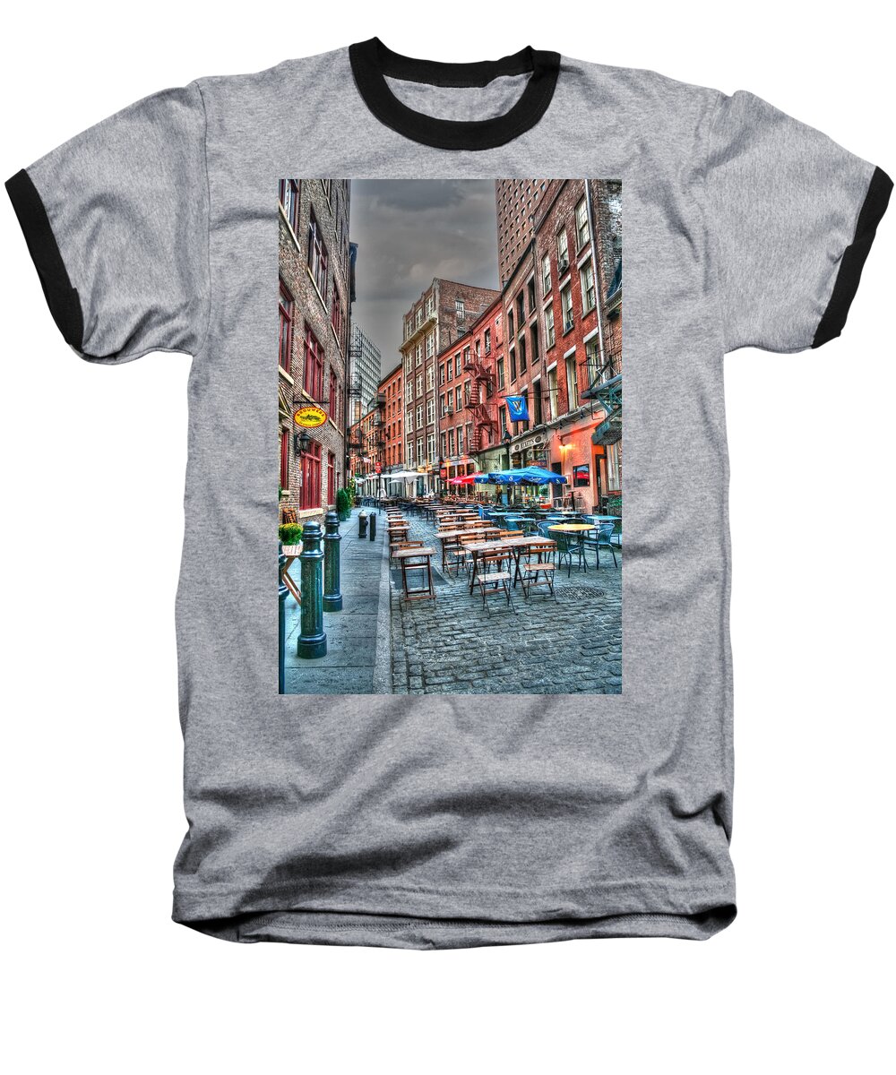 Architecture Baseball T-Shirt featuring the photograph HDR effect - Cafe Culture by Sue Leonard