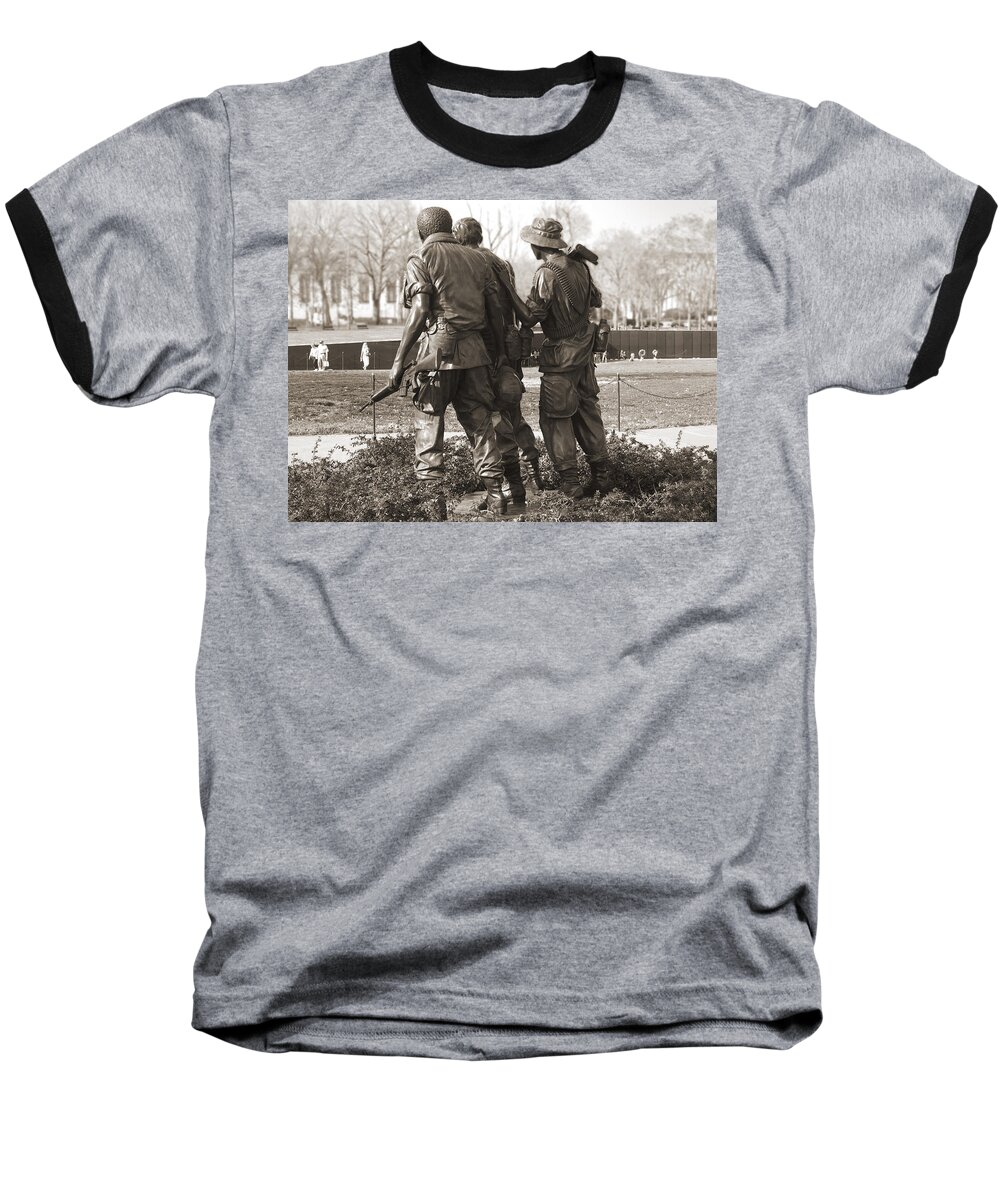 Landmarks Baseball T-Shirt featuring the photograph Vietnam Veterans Memorial - Washington DC by Mike McGlothlen