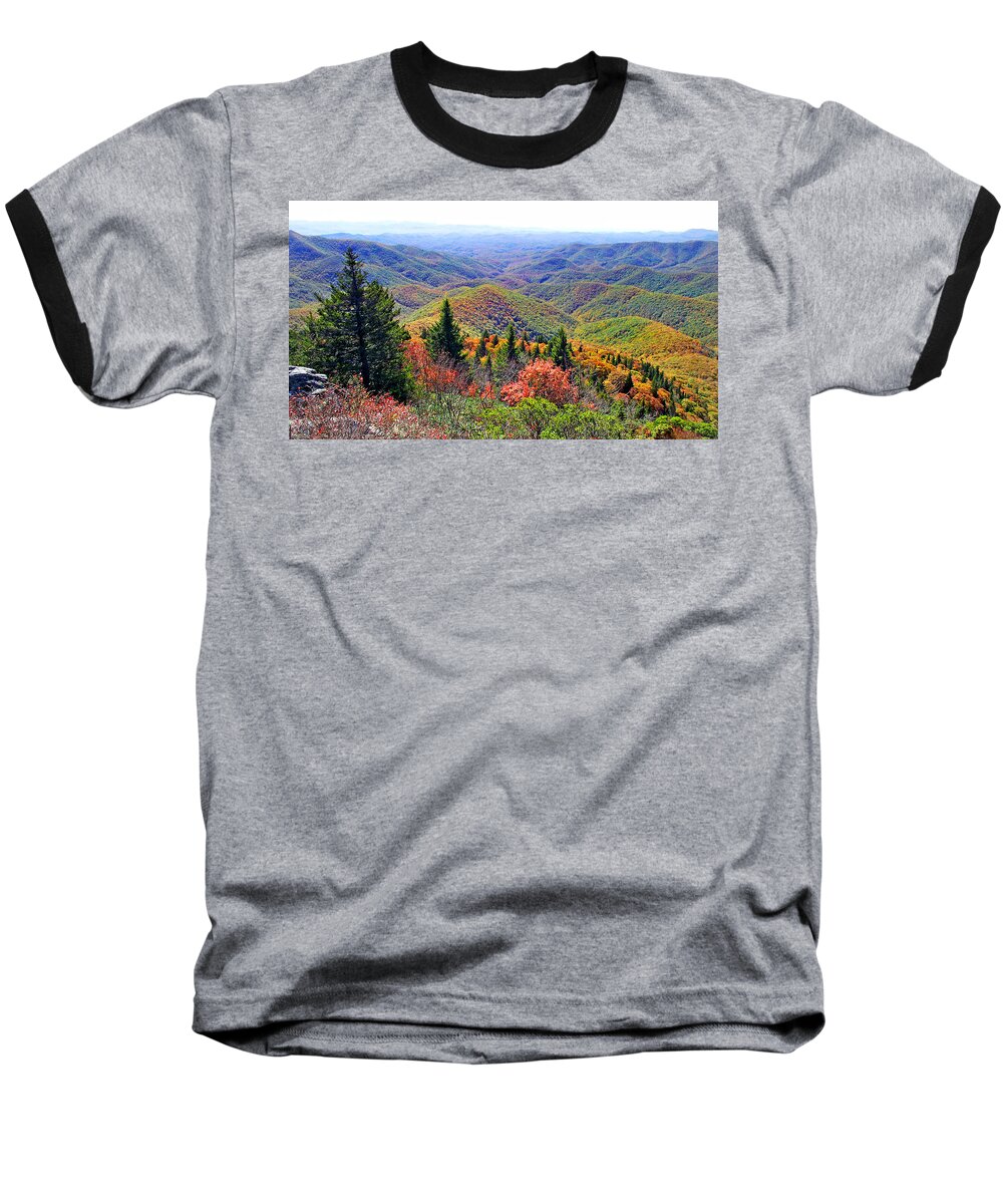Duane Mccullough Baseball T-Shirt featuring the photograph View from Devil's Courthouse Rock by Duane McCullough