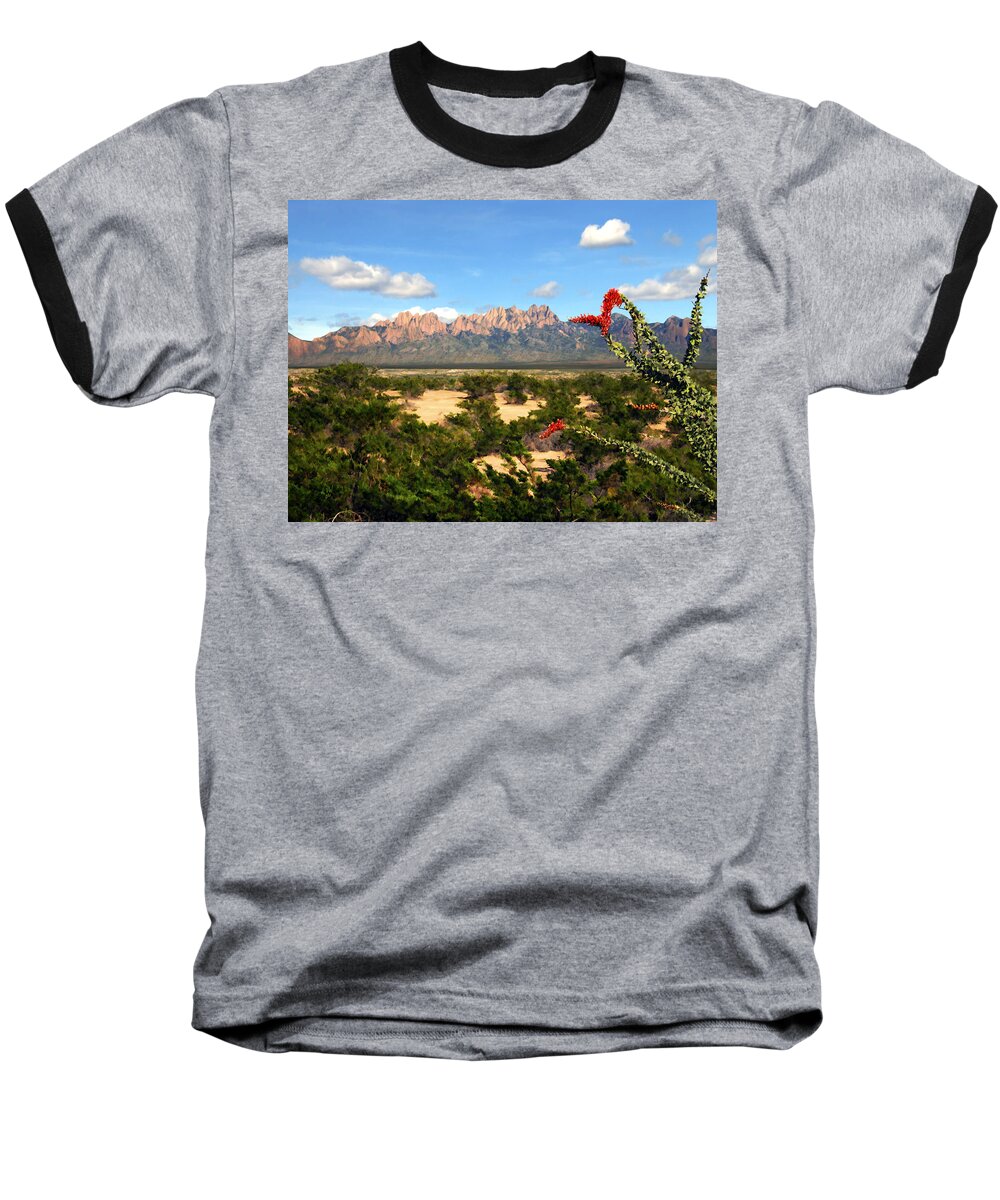 Organ Mountains Baseball T-Shirt featuring the photograph View from Roadrunner by Kurt Van Wagner