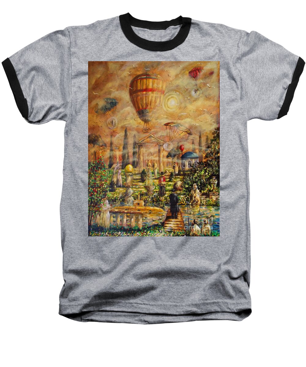 View Of The Golden City Baseball T-Shirt featuring the painting View of the Golden City by Dariusz Orszulik