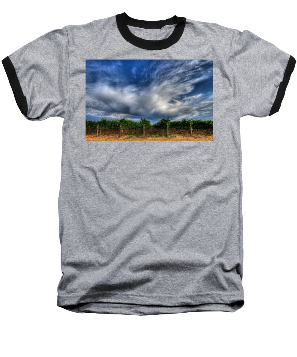Vineyard Baseball T-Shirt featuring the photograph Vineyard Storm by Beth Sargent