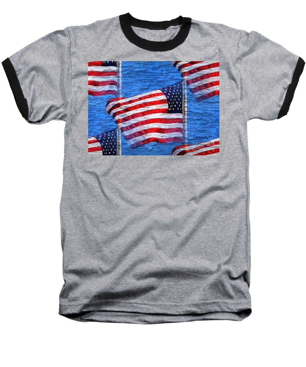 Flag Baseball T-Shirt featuring the photograph Vintage Amercian Flag Abstract by Judy Palkimas