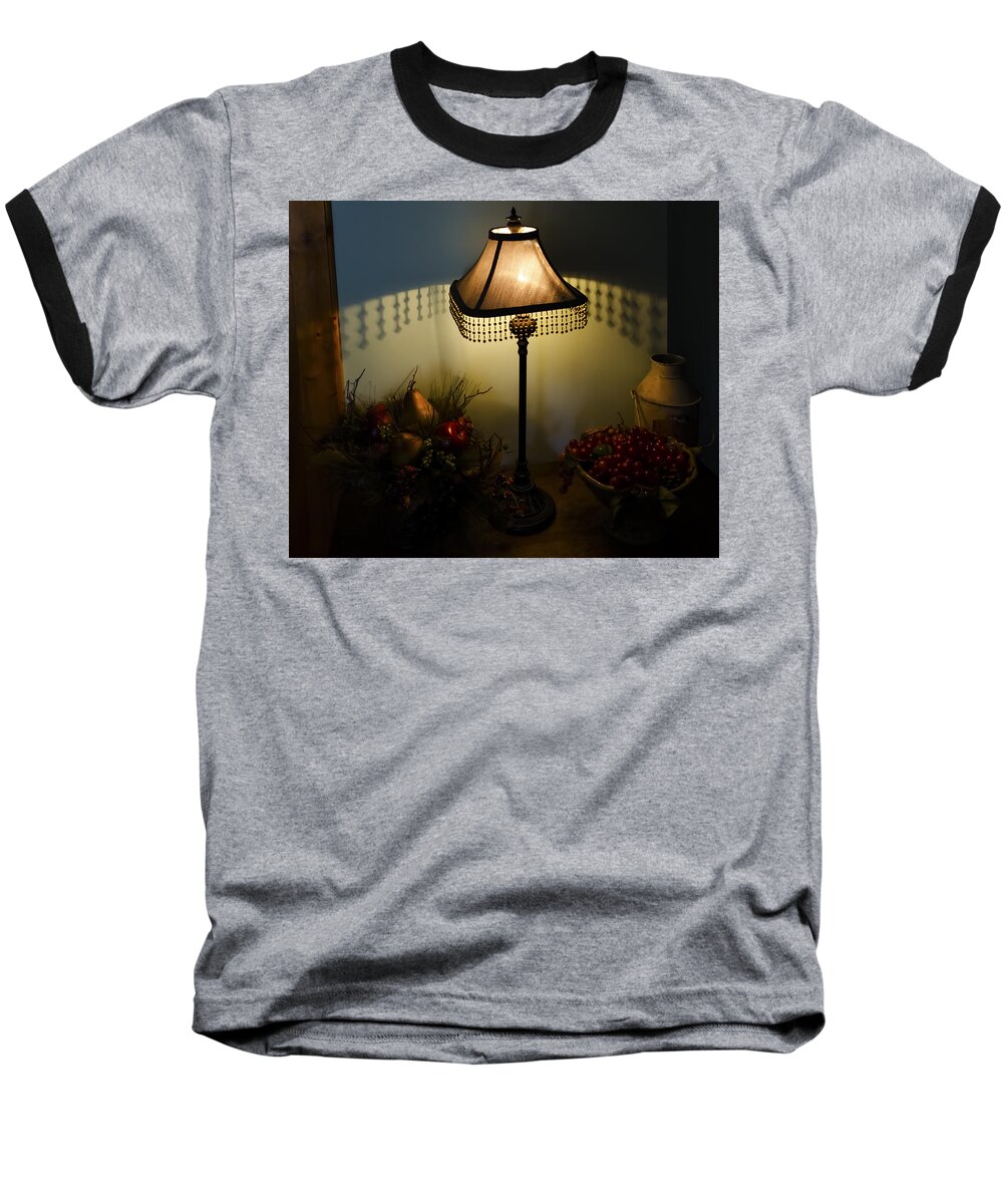 Vintage Still Life And Lamp Baseball T-Shirt featuring the photograph Vintage Still Life and Lamp by Greg Reed