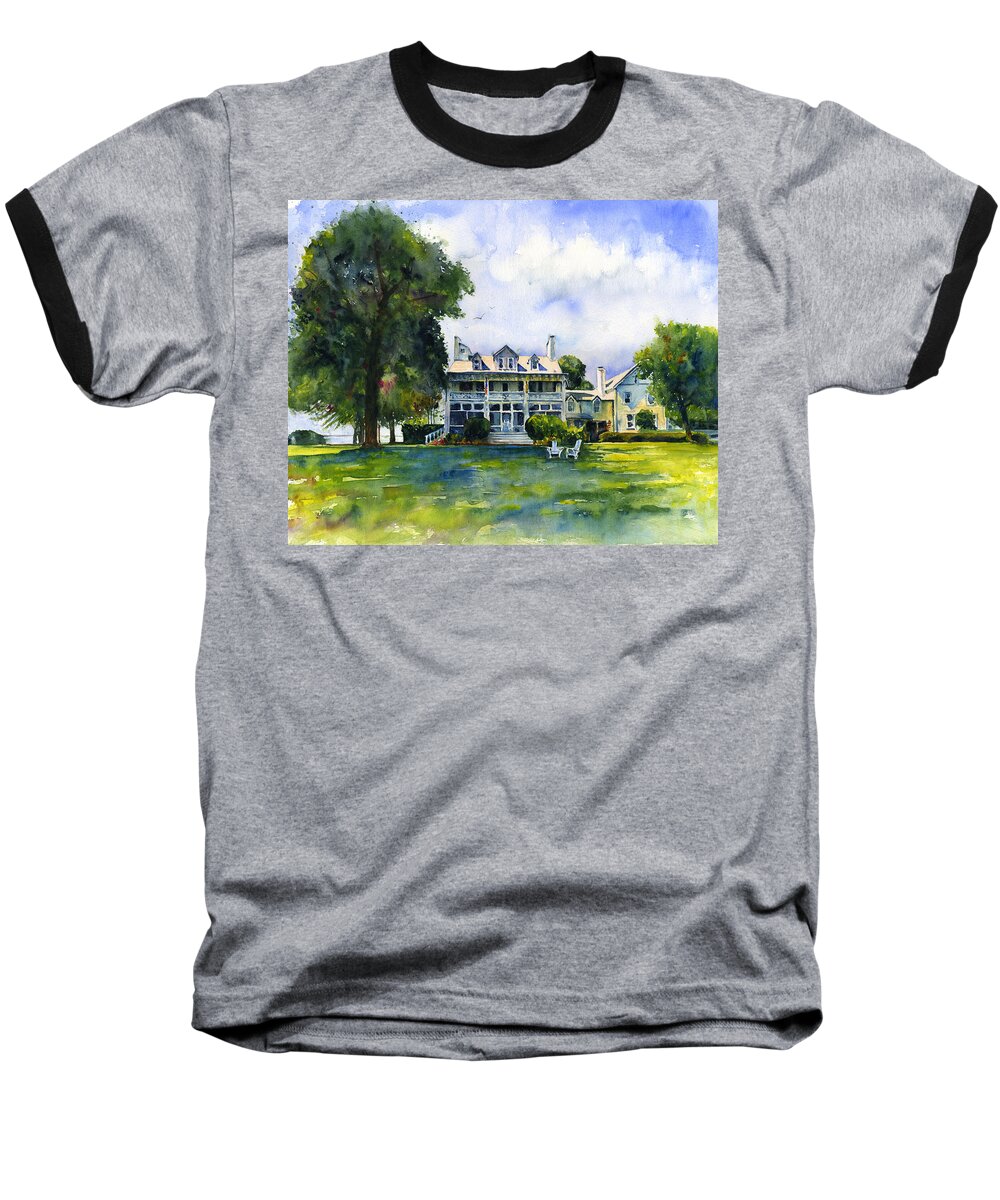 Inn Baseball T-Shirt featuring the painting Wades Point Inn by John D Benson