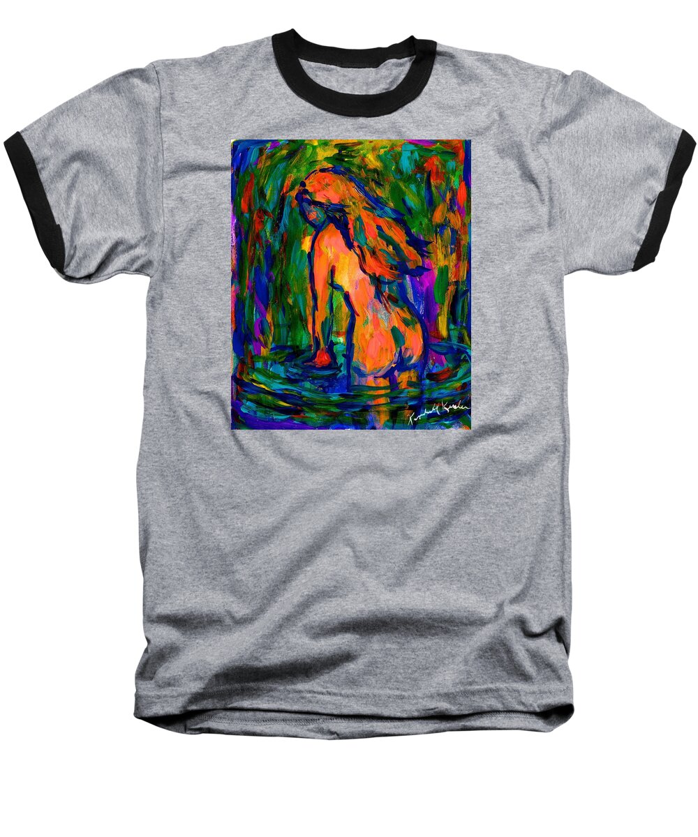 Girl Baseball T-Shirt featuring the painting Wading by Kendall Kessler