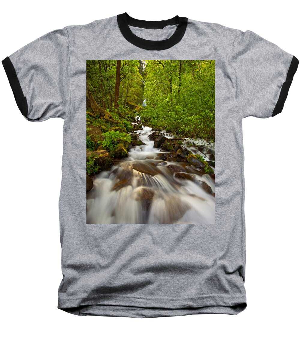 Lush Baseball T-Shirt featuring the photograph Wahkeena Falls by Darren White