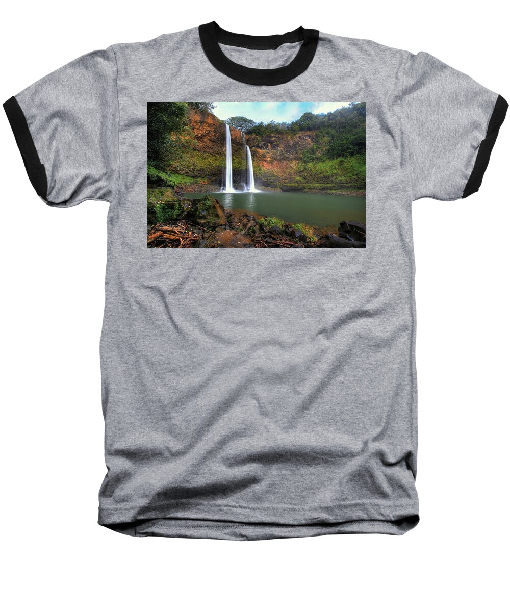 Wailua Falls Baseball T-Shirt featuring the photograph Wailua Falls by Ryan Smith