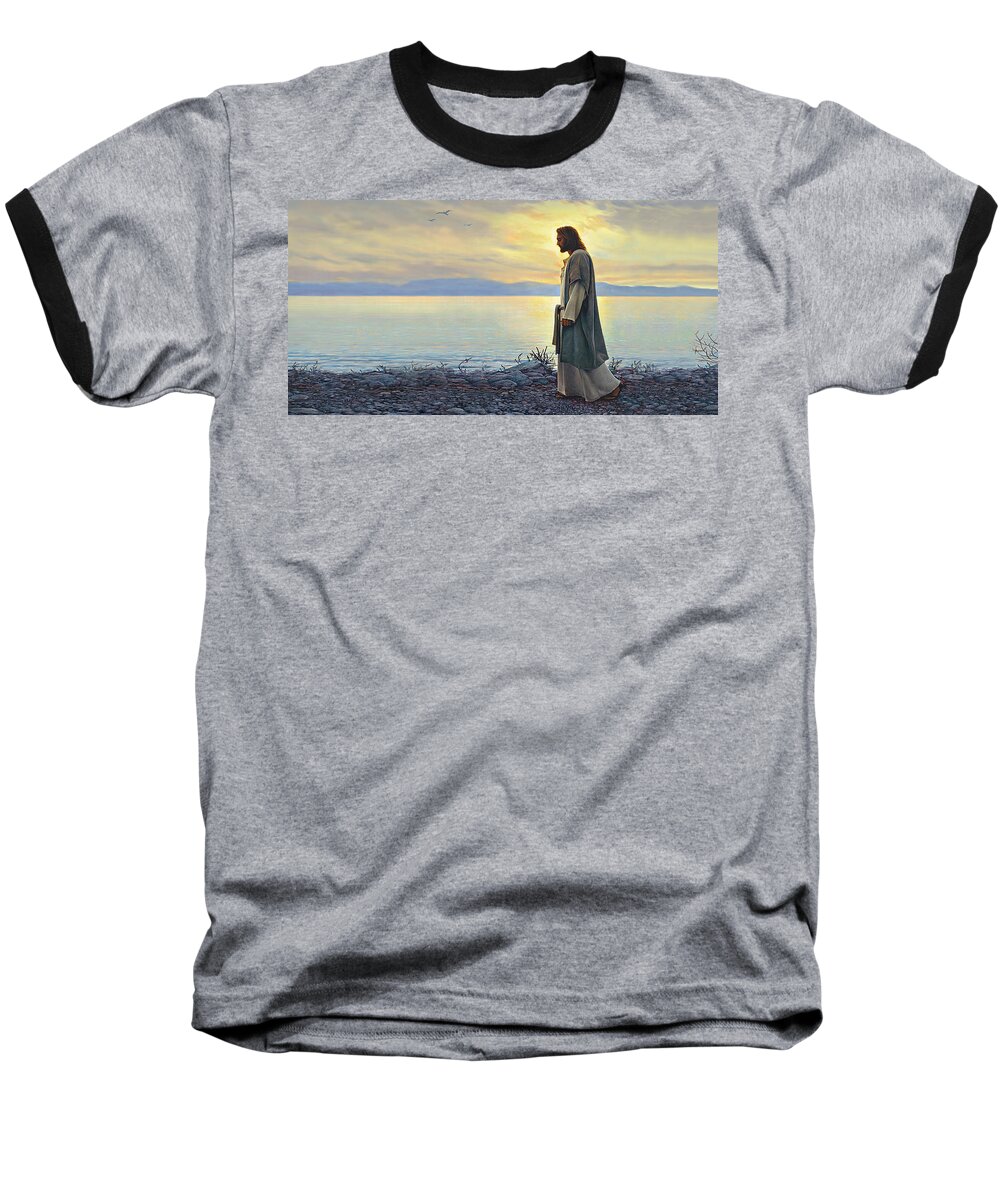 #faaAdWordsBest Baseball T-Shirt featuring the painting Walk With Me by Greg Olsen