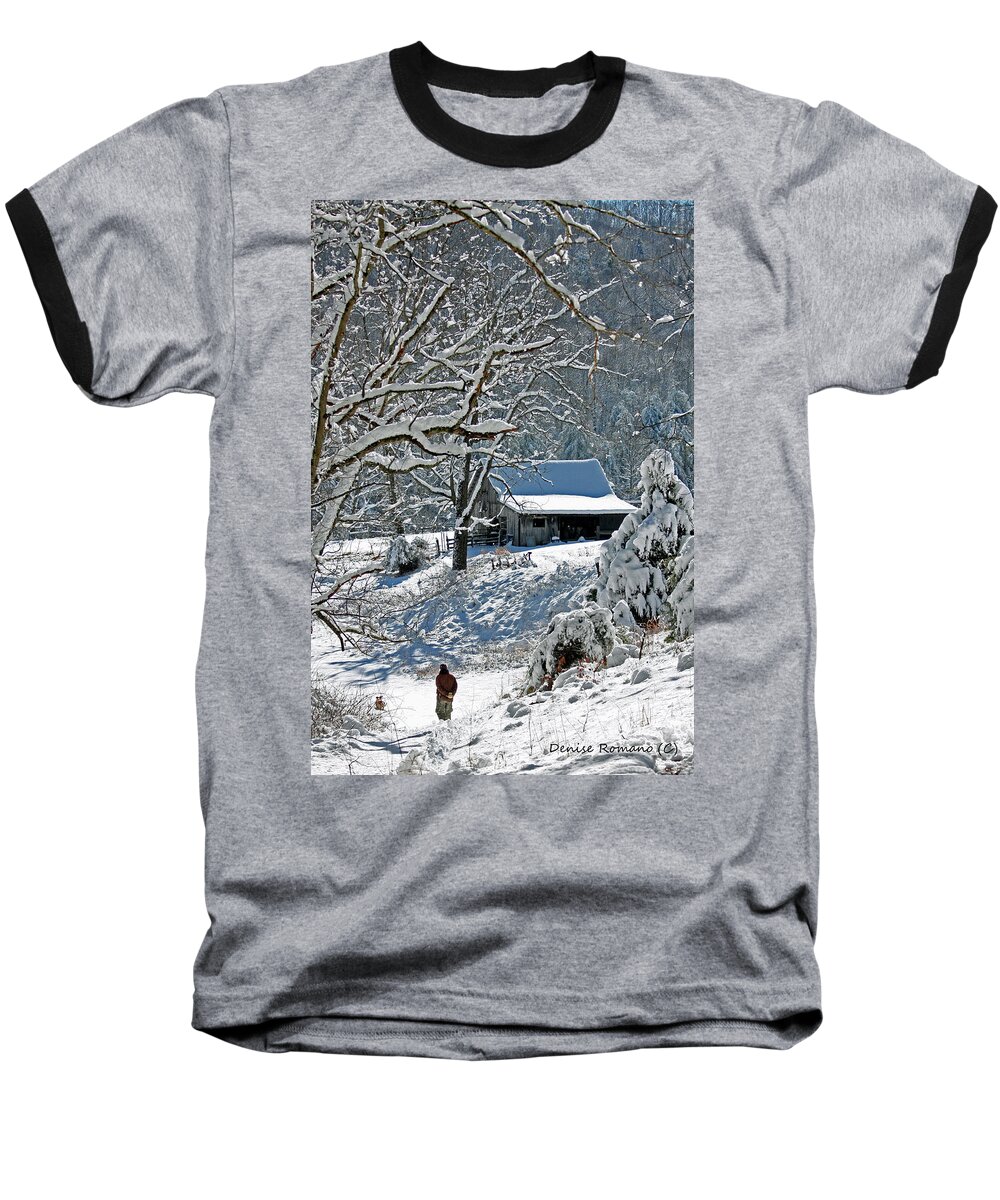 Winter Baseball T-Shirt featuring the photograph Walking Toward the Barn by Denise Romano