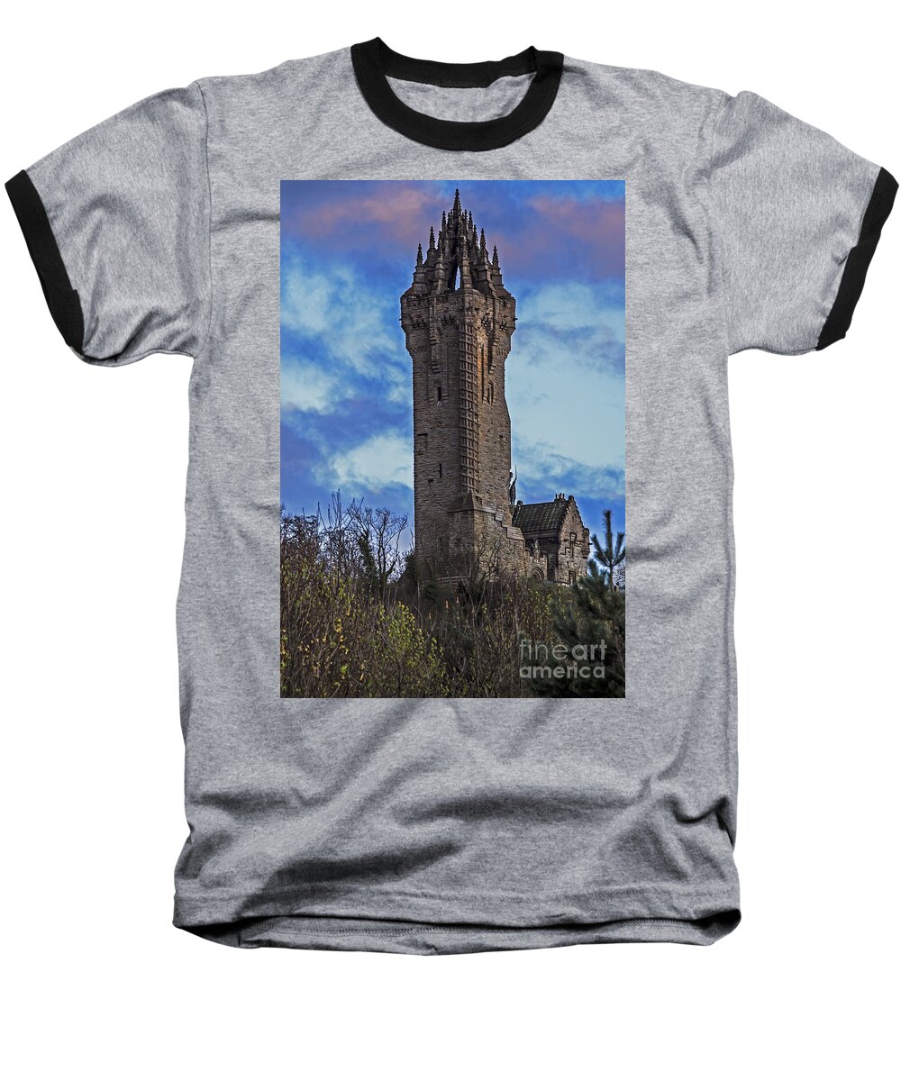 Travel Baseball T-Shirt featuring the photograph Wallace Monument During Sunset by Elvis Vaughn