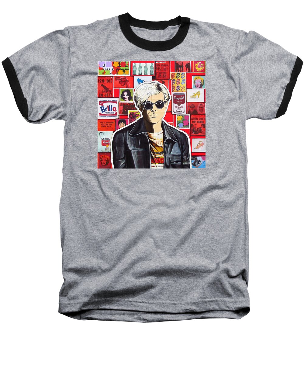 Warhol Baseball T-Shirt featuring the mixed media Warhol by Joseph Sonday