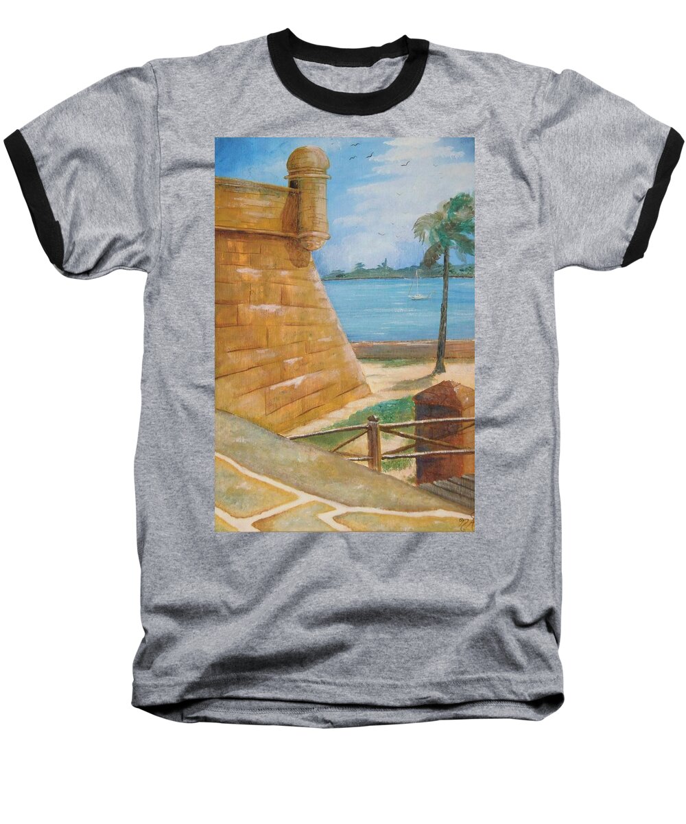 St. Augustine Baseball T-Shirt featuring the painting Warm Days in St. Augustine by Nicole Angell