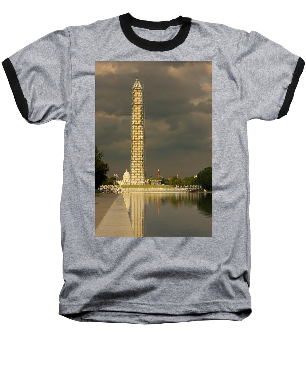 American Baseball T-Shirt featuring the photograph Washington Monument and Capitol #3 by Stuart Litoff