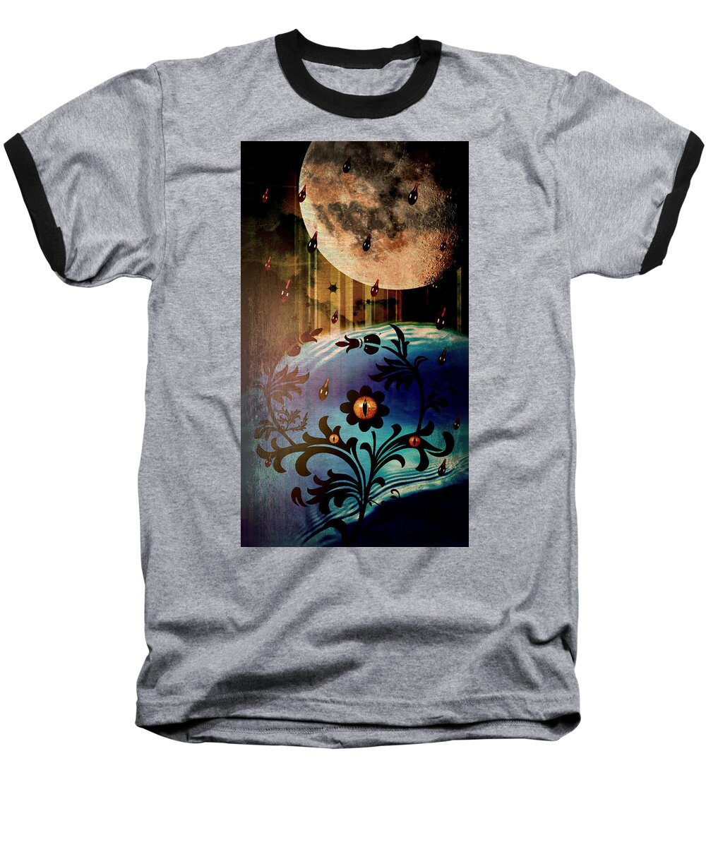 Flowers Baseball T-Shirt featuring the mixed media Watching by Ally White