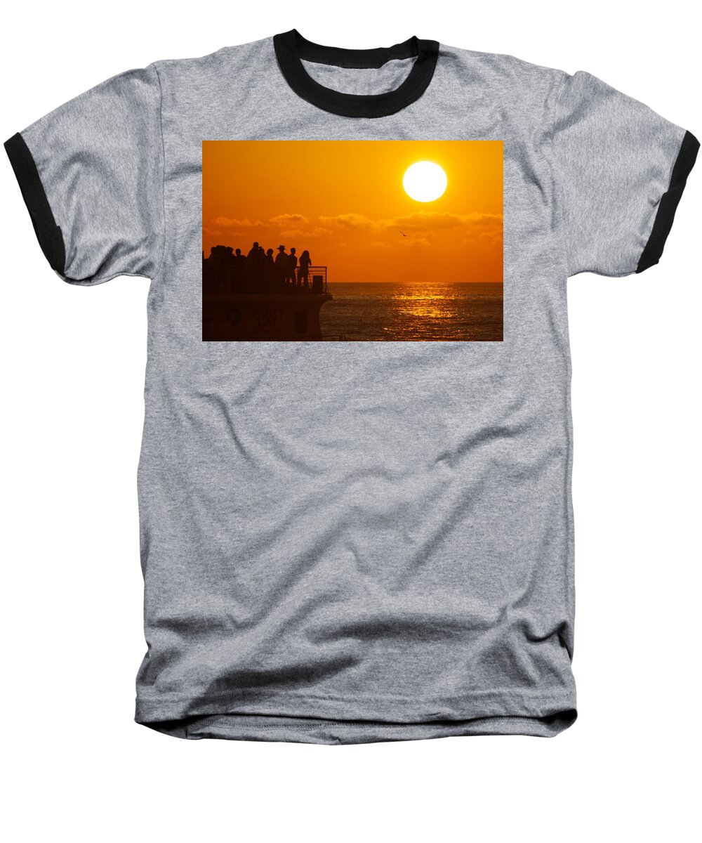 Mallory Square Baseball T-Shirt featuring the photograph Watching the Sunset by Allan Morrison