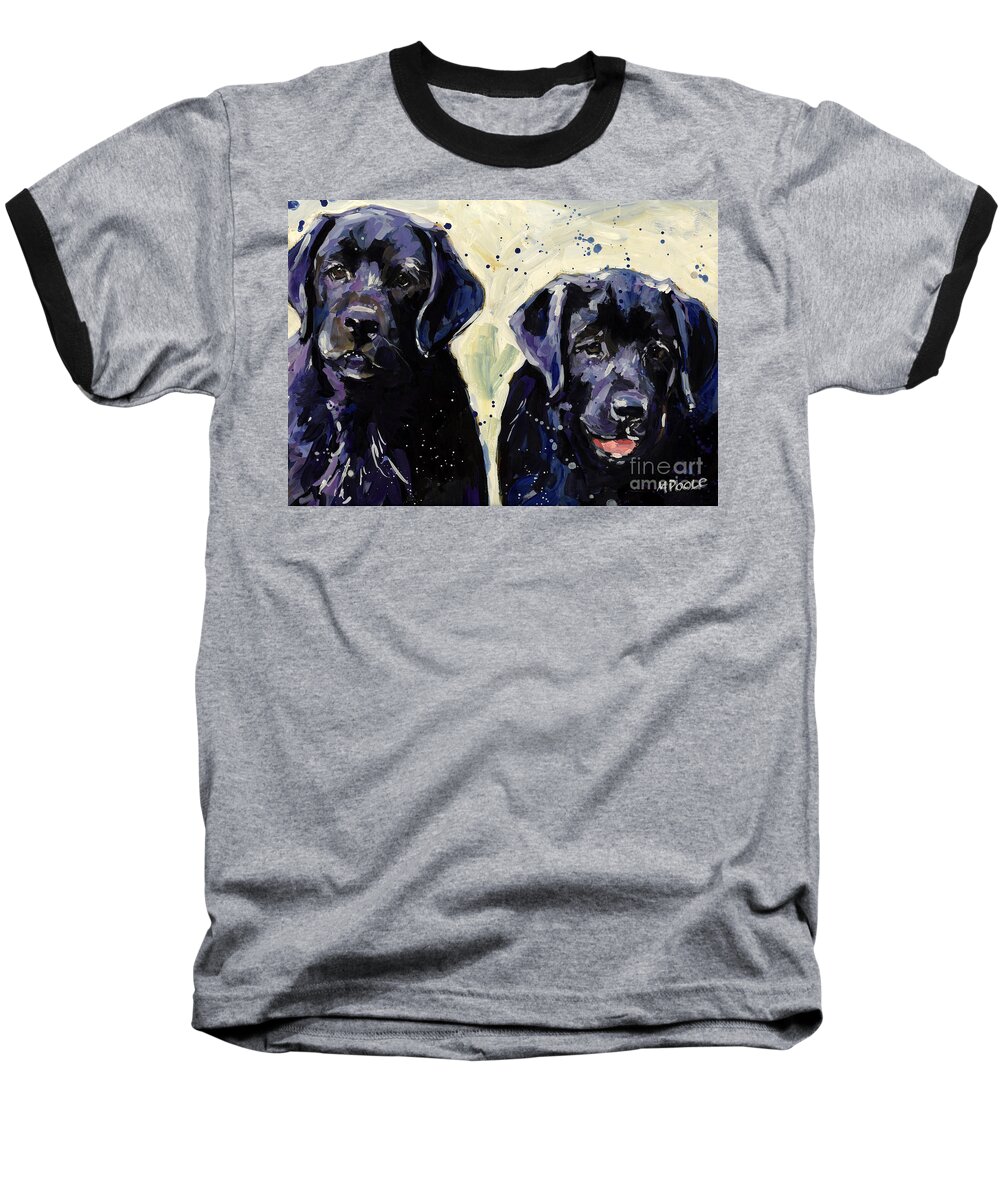 Labrador Retriever Puppies Baseball T-Shirt featuring the painting Water Boys by Molly Poole