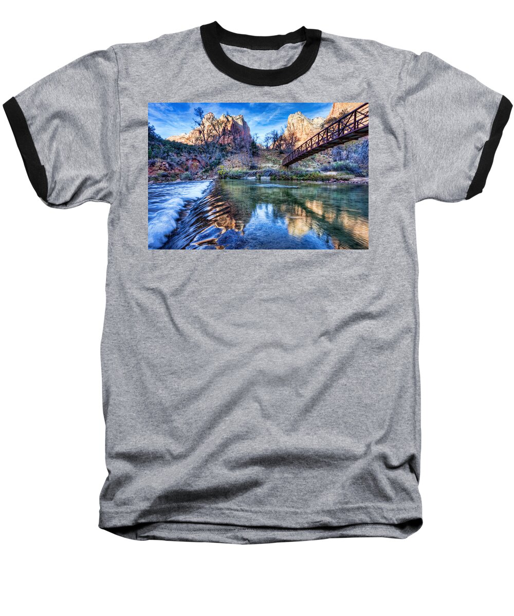 Zion Natioanl Park Baseball T-Shirt featuring the photograph Water Under The Bridge by Beth Sargent