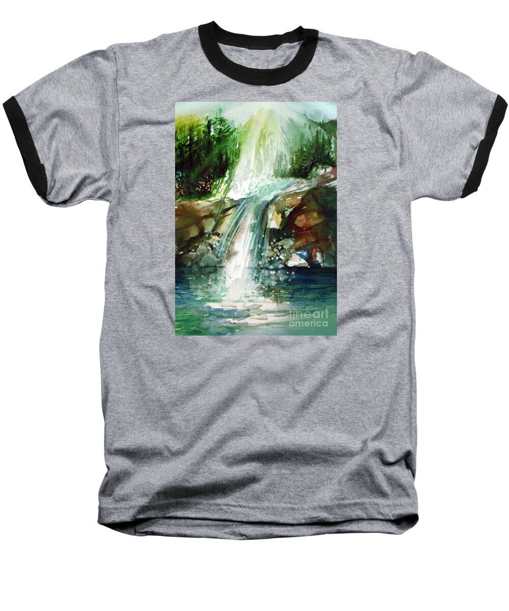 Water Baseball T-Shirt featuring the painting Waterfall Expression by Allison Ashton