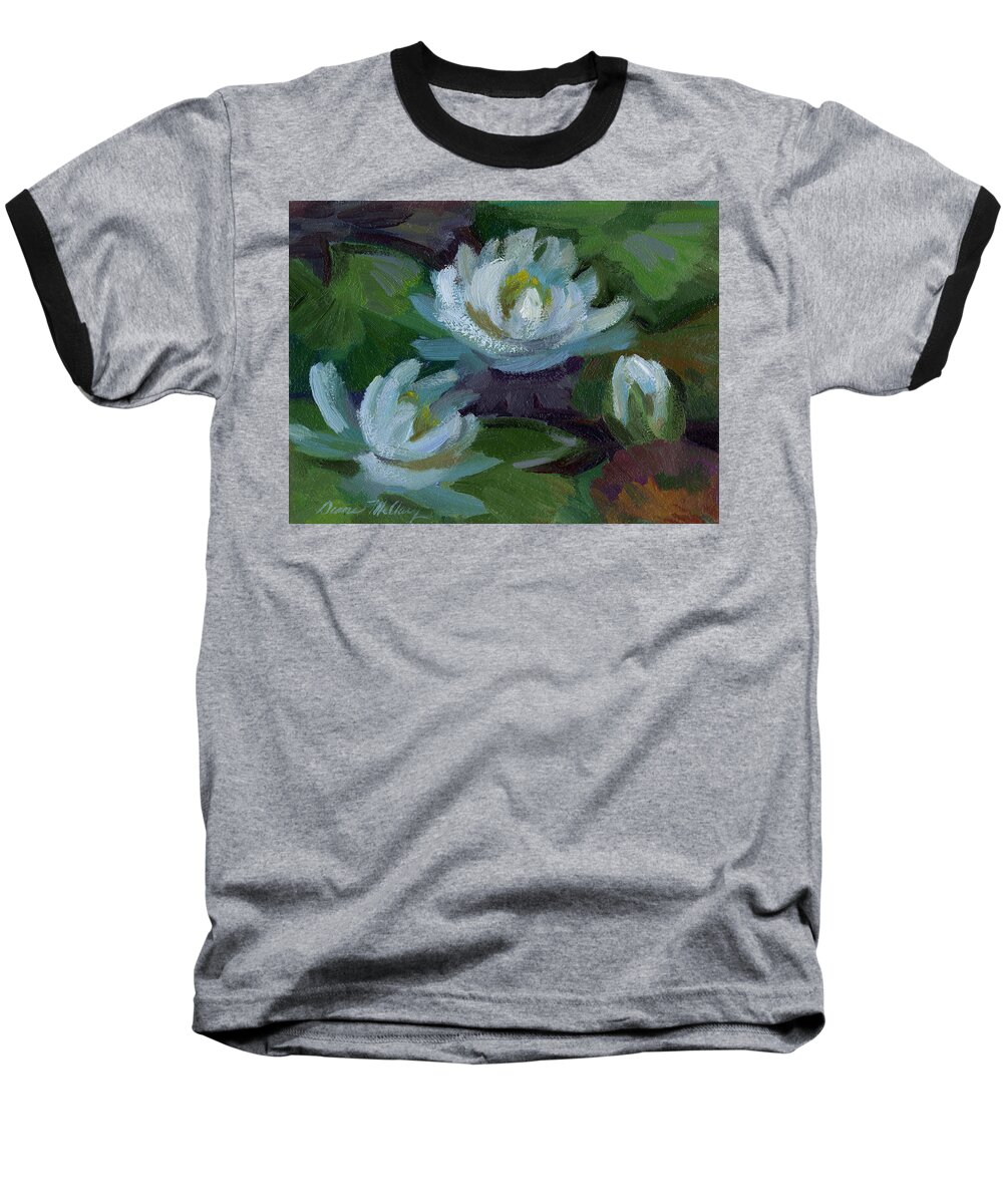 Waterlilies Baseball T-Shirt featuring the painting Waterlilies at Martha Lake 2 by Diane McClary
