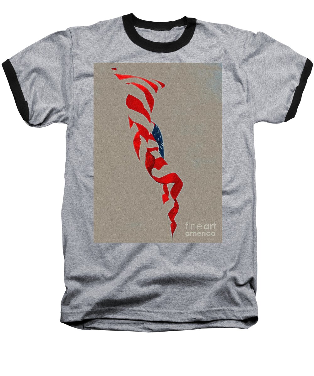 Old Glory Baseball T-Shirt featuring the photograph Waving by Lydia Holly