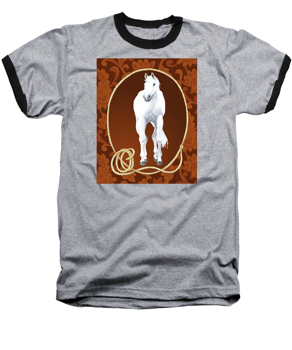Horse Baseball T-Shirt featuring the digital art Western Roundup Standing Horse by Alison Bly Stein