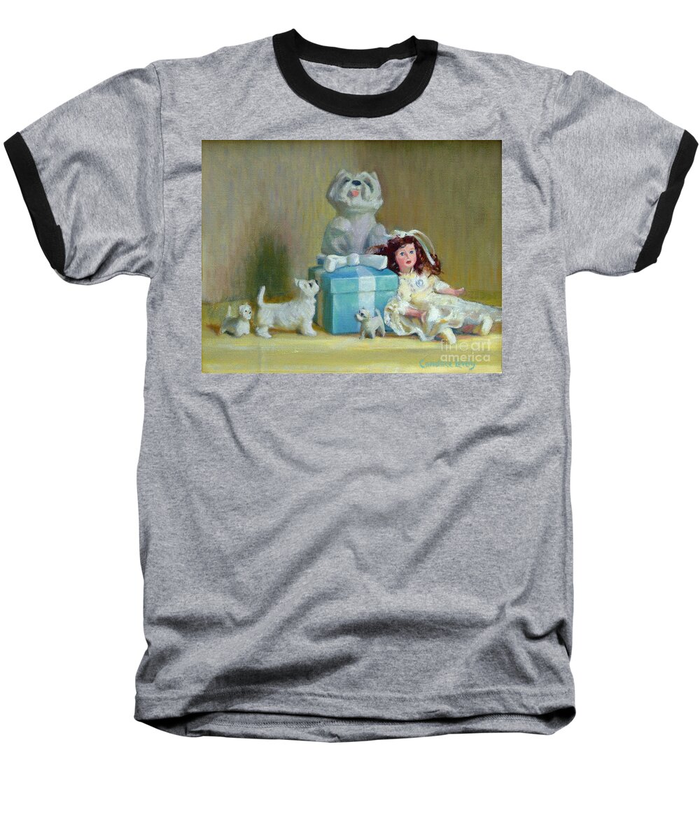 Still Life Baseball T-Shirt featuring the painting Westies Tiffany and Candy by Candace Lovely