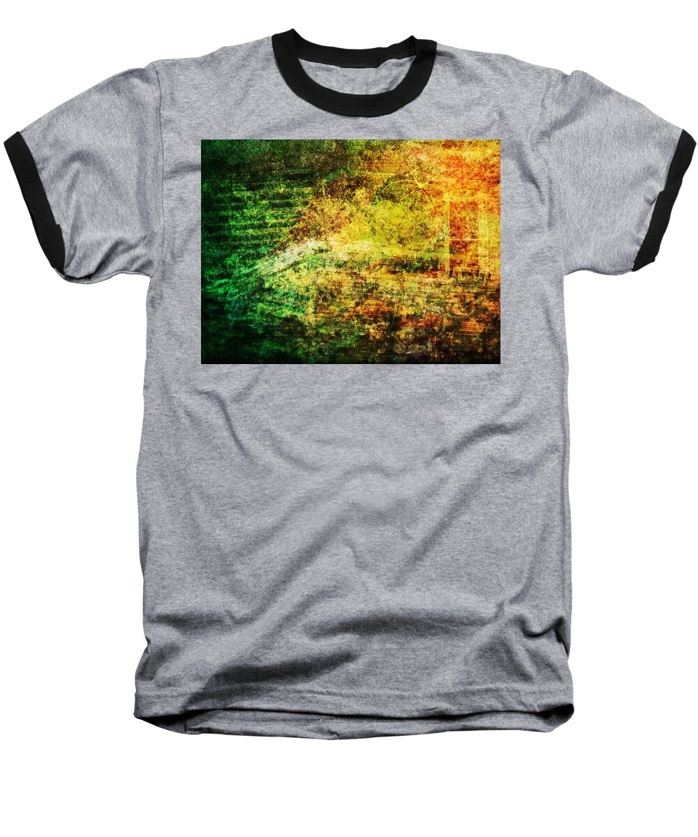 Abstract Baseball T-Shirt featuring the mixed media When Past and Present Intersect #1 by Sandy MacGowan