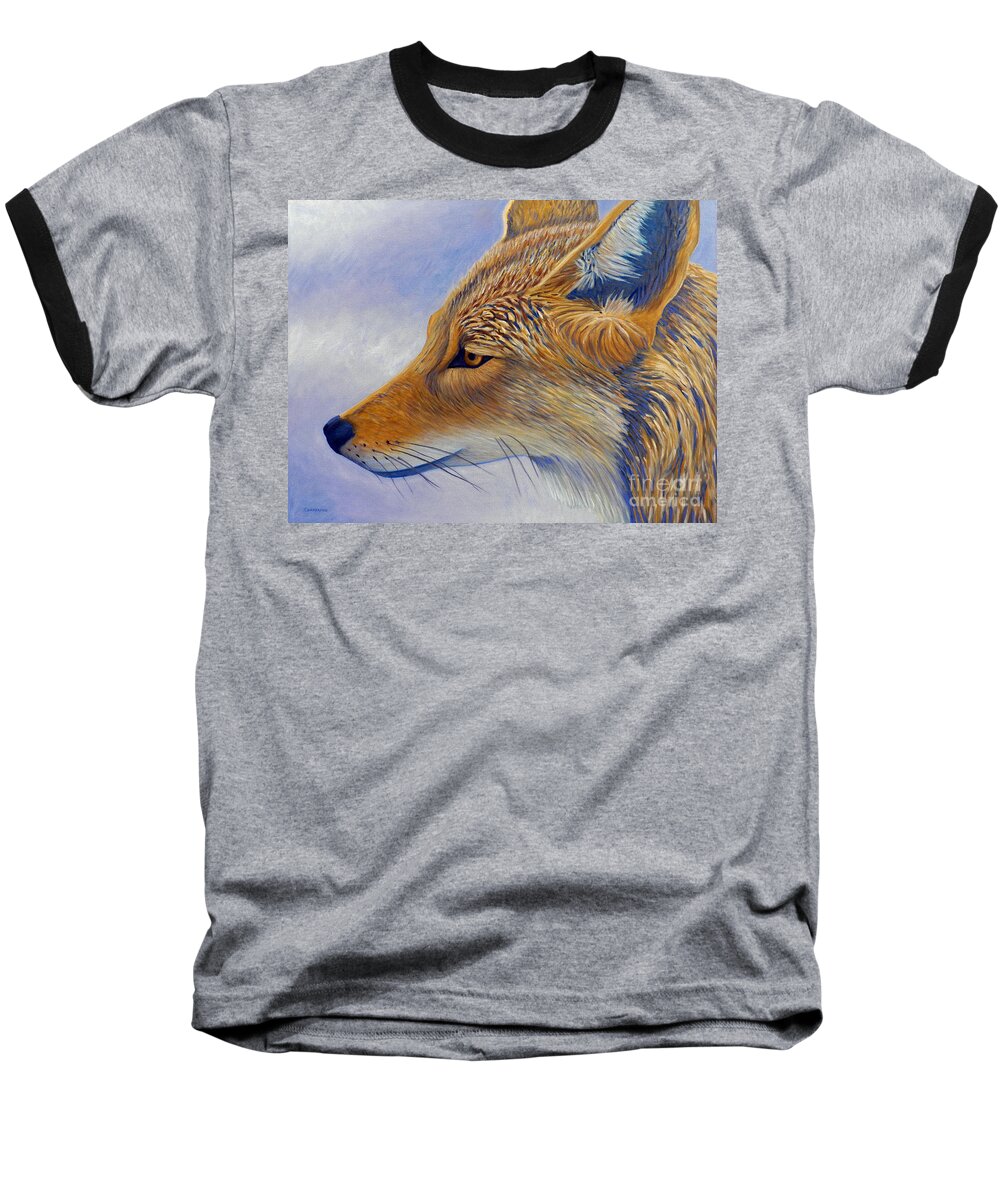 Coyote Baseball T-Shirt featuring the painting Whisper by Brian Commerford