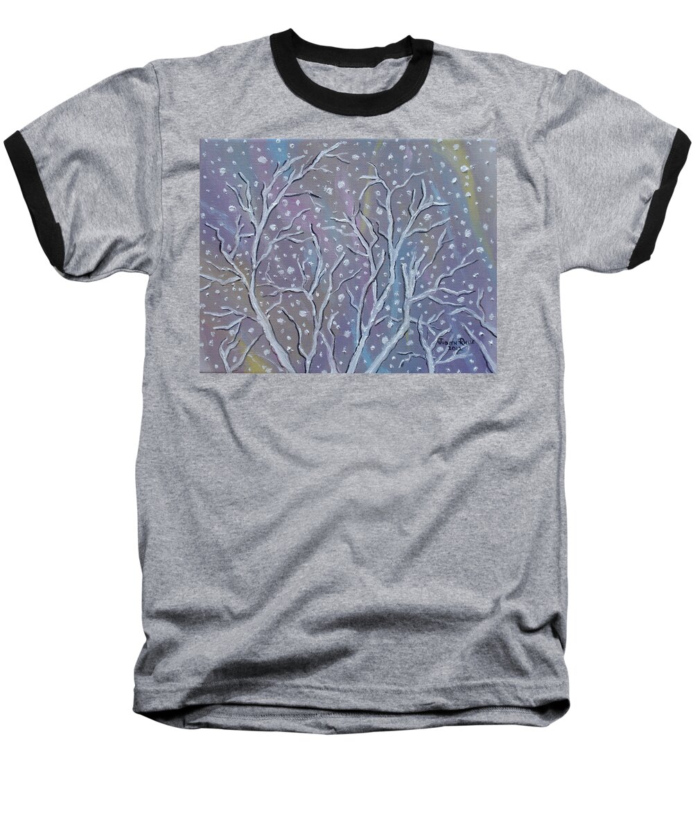 Snow Baseball T-Shirt featuring the painting White Branches by Judith Rhue